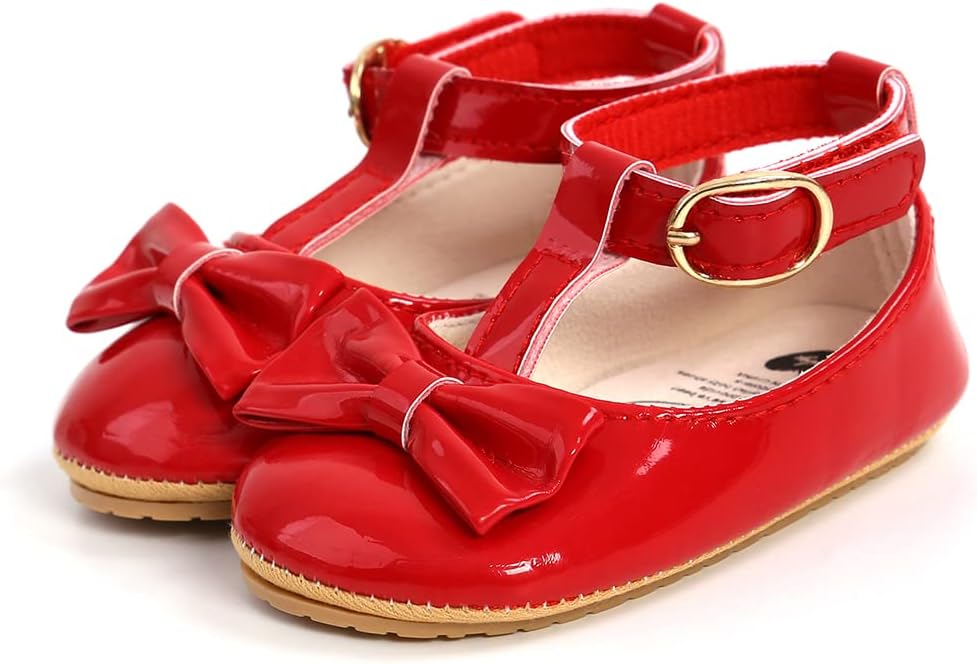 COSANKIM Baby Girls Mary Jane Flats Shoes Anti-Slip Rubber Sole Infant Toddler Princess Wedding Dress Shoes