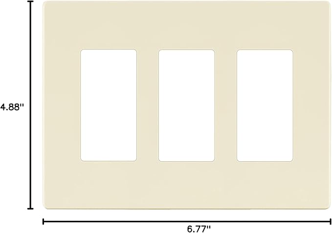 LIDER Matte Finish Decorator Switch Cover, Screwless Wall Plate, Mid-Size 3-Gang 4.88" x 6.77", Unbreakable Polycarbonate Thermoplastic, UL Listed, LSWP-33M-LA, Light Almond