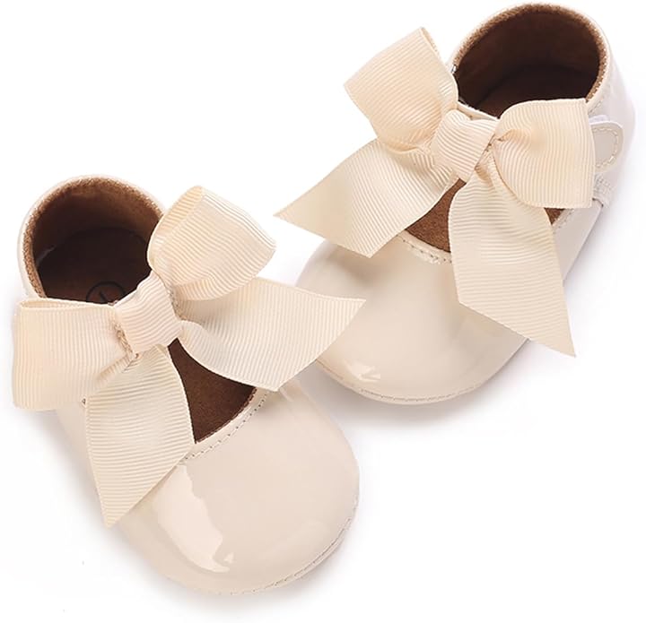 COSANKIM Baby Girls Mary Jane Flats Shoes Anti-Slip Rubber Sole Infant Toddler Princess Wedding Dress Shoes