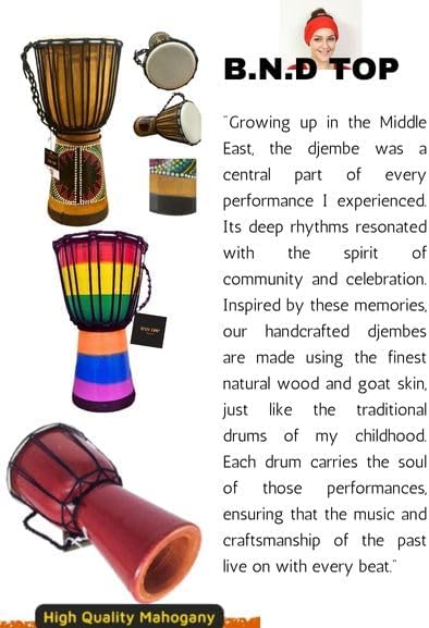 Drum Djembe is a Rope goat skin Covered Goblet African Drum Played by Hands West Africa style jembe for drums circle and more (6x12)