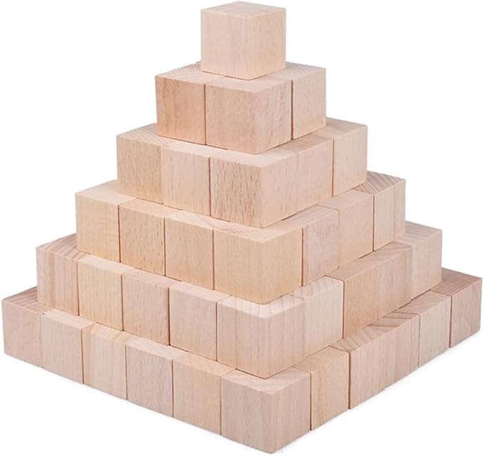 1 Inch Wood Blocks for Crafts, Unfinished Wood Cubes, Natural Blank Square Wooden Blocks, Wooden Cubes for Arts Crafts DIY Projects(1 * 1 * 1 inch,50Pcs)