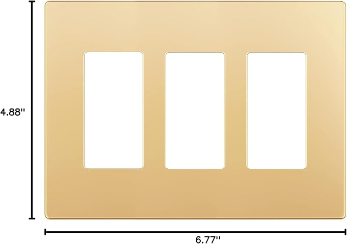 LIDER Matte Finish Decorator Switch Cover, Screwless Wall Plate, Mid-Size 3-Gang 4.88" x 6.77", Unbreakable Polycarbonate Thermoplastic, UL Listed, LSWP-33M-GD, Gold