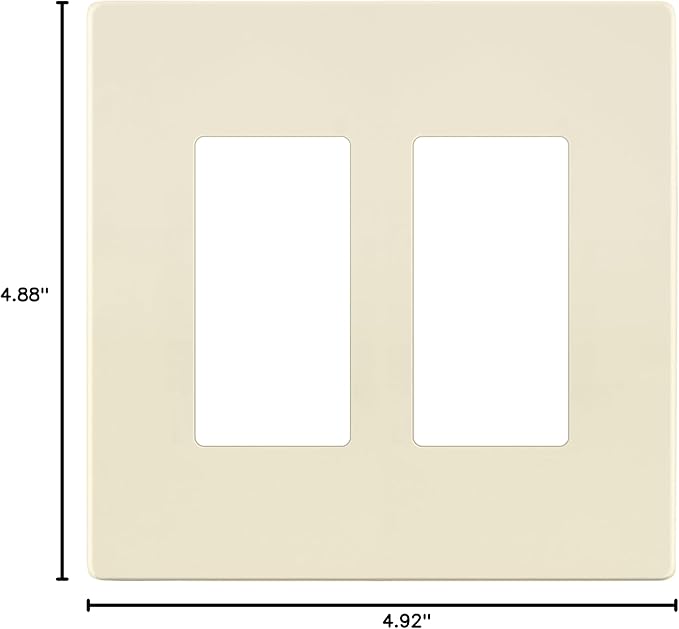 LIDER Matte Finish Decorator Switch Cover, Screwless Wall Plate, Mid-Size 2-Gang 4.88" x 4.92", Unbreakable Polycarbonate Thermoplastic, UL Listed, LSWP-32M-LA, Light Almond