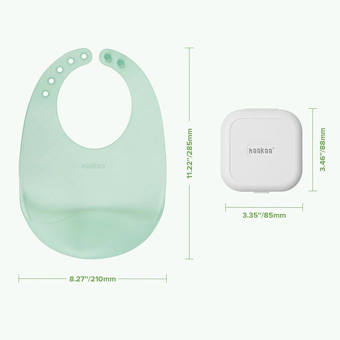 haakaa Lightweight Silicone Pocket Bib β Ultra-Light & Foldable Travel Silicone Baby Bibs with Deep Food Catcher Pocket, Adjustable Waterproof Design, Baby Feeding Essentials