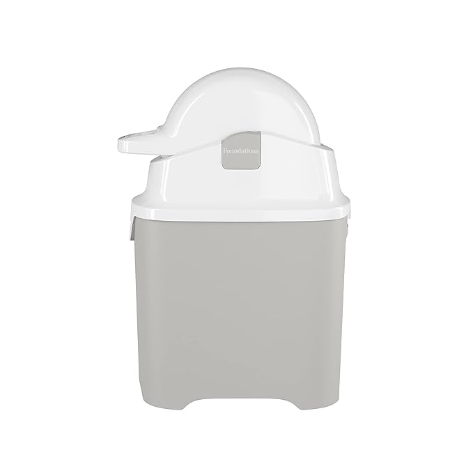 Foundations Mini Diaper Pail with Airtight Lid - Durable & Odorless Diaper Disposal, Large Capacity, Holds up to 30 Newborn Diapers, Refill with Any Bags - Gray