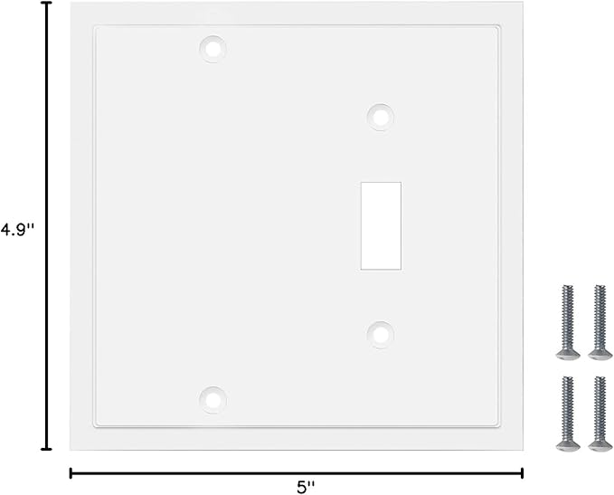 Modern Edge Decorative Wall Plate Switch Plate Outlet Cover, Durable Solid Zinc Alloy (Blank/Toggle, White)