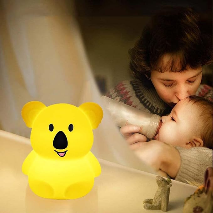 WHA&DARREN Koala Night Light for Kids, Silicone Bedside Lamp, Baby Nursery Light, Children Night Lights, Squishy Night Light for Kids Room,Kawaii Lamp, Animal Night Lights for Girls and Boys