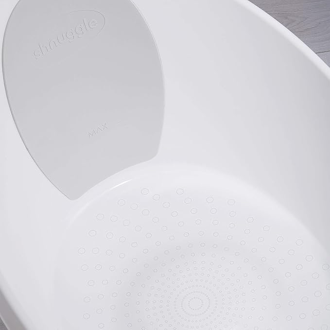 Toddler Bath Tub | Larger Bath for Bigger Kids at Bathtime | Includes Warm and Soft Foam backrest | Grippy Anti-Slip Surface | Includes Easy Drain Bath Plug | White & Grey + Rinse Jug