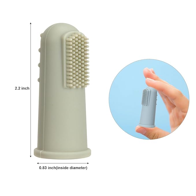 Baby Finger Toothbrush with Case, Food Grade Silicone, BPA Free, 2-Pack (Dusty Lilac+Apricot)