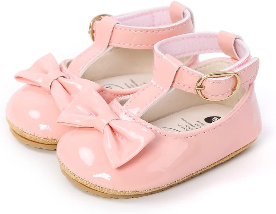 COSANKIM Baby Girls Mary Jane Flats Shoes Anti-Slip Rubber Sole Infant Toddler Princess Wedding Dress Shoes