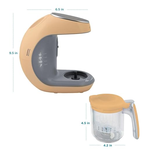 EVLA'S Baby Food Maker, Steamer, Blender, Baby Food Processor for Healthy Homemade Baby Food in Minutes, Touch Screen with 6 Reusable Food Pouches, Baby Registry Essential, Peach