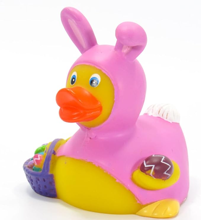 Easter Bunny Pink Rubber Duck Bath Toy | Weighted and Sealed | Safe for Children All Ages | 100's of Styles to Chose | Collect Them All | 3 x 3.5 x 3