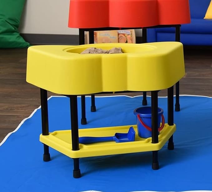 Children's Factory - AFB5100PY Toddler Sensory Table with Lid, Adjustable Height Sand & Water Indoor/Outdoor Play Equipment for Kids Playroom/Homeschool/Classroom, Yellow