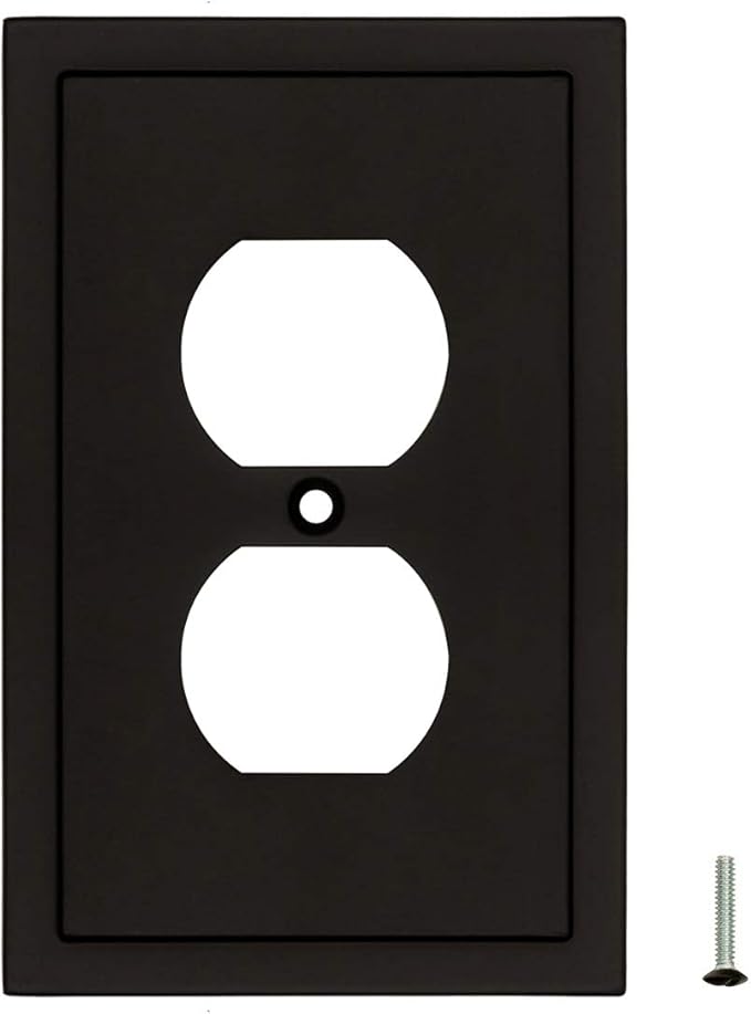 Modern Edge Decorative Wall Plate Switch Plate Outlet Cover, Durable Solid Zinc Alloy (Single Duplex 3PK, Matte Black)