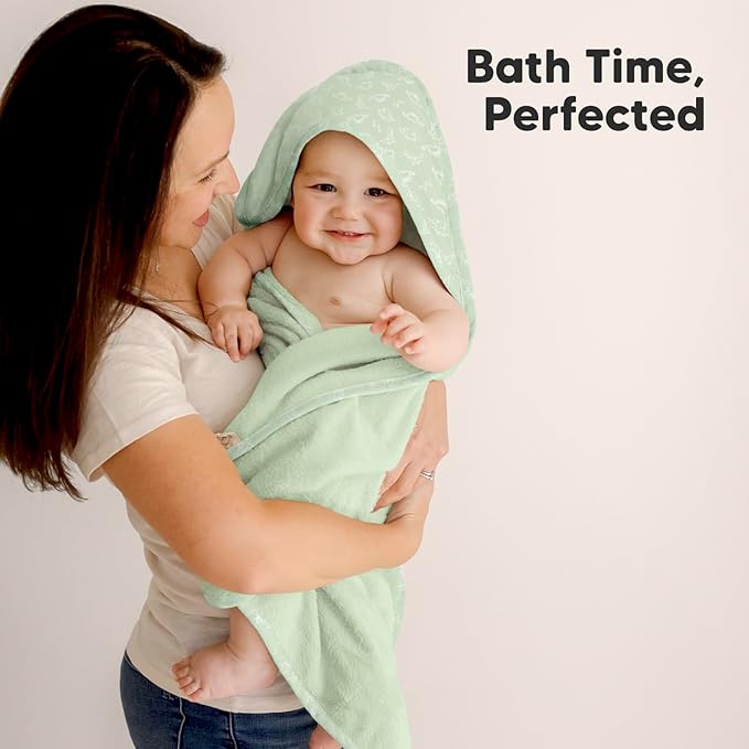 KeaBabies Hooded Baby Towel for Newborn - Viscose Derived from Bamboo Large Baby Bath Towels with Hood for Boys, Girls, Toddler, Extra Absorbent & Soft Newborn Bath Essentials (Dinos, Regular)