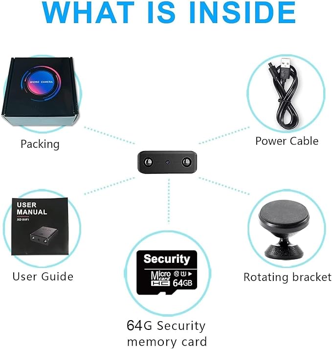 【Free 64G】 Smallest Wireless WiFi Camera,Portable Battery Camera,HD4K Baby Monitor with Video Recording Live Feed Night Vision,Motion Detection,Cloud Storage for Security with iOS Android APP