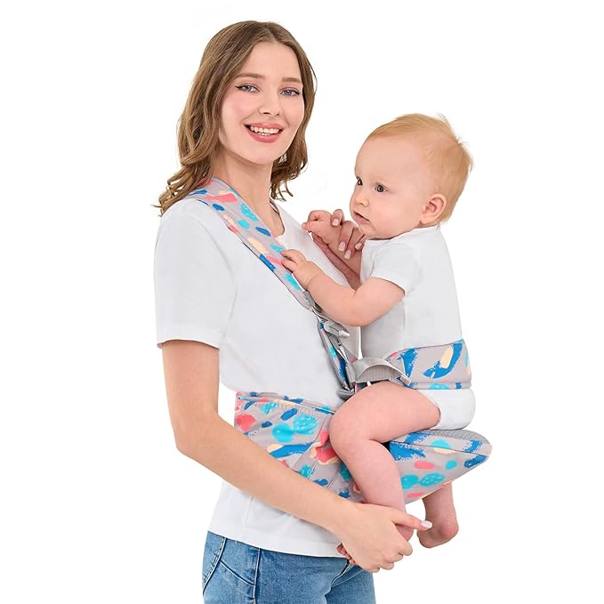 Baby Hip Seat Carrier Baby Waist Stool for Child Infant Toddler with Adjustable Strap Buckle Pocket Soft Inner Huge Storage,Light Grey