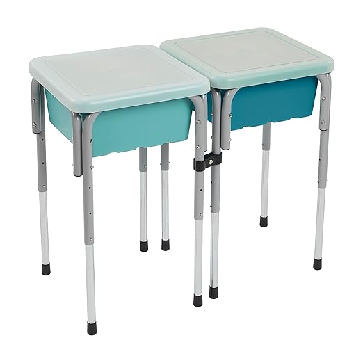 ECR4Kids 2-Station Sand and Water Adjustable Play Table, Sensory Bins, Seafoam/Turquoise