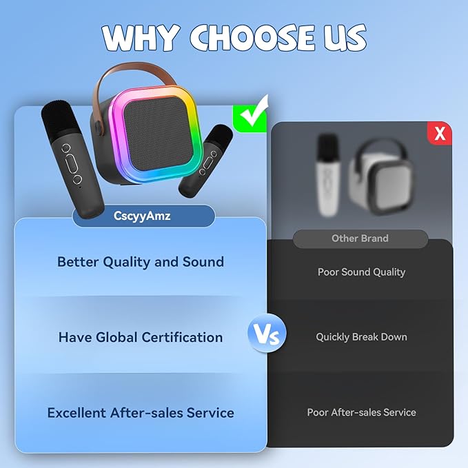 【2025 Newest】 Mini Karaoke Machine for Kids Girls & Boys - Portable Bluetooth Speaker with 2 Wireless Microphones - Kids Birthday Gifts for Ages 4-10 - Kids' Instrument Accessories - Black