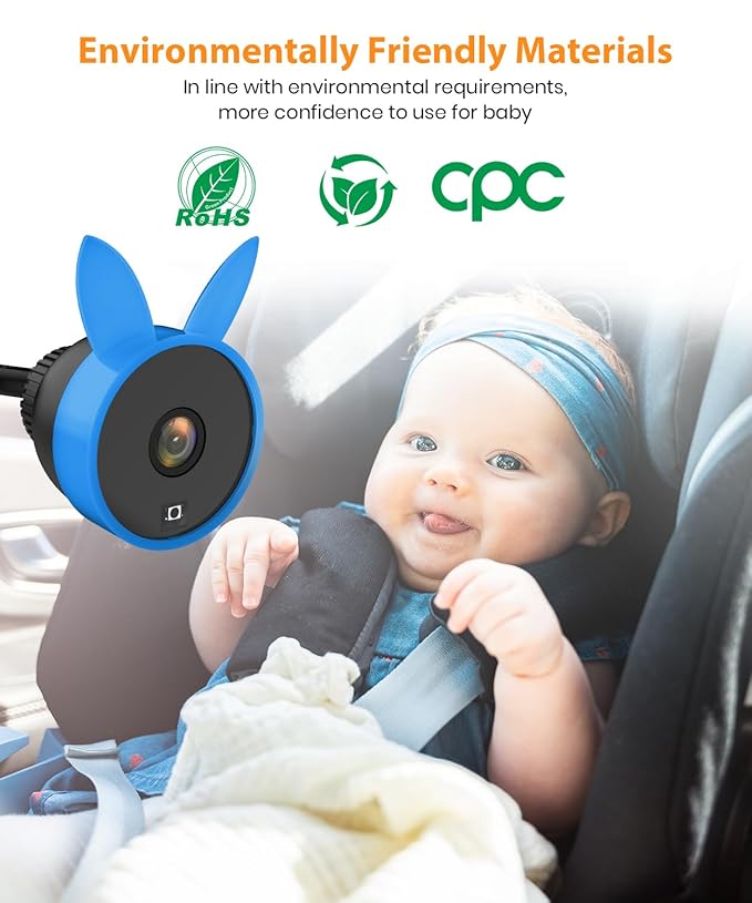 Babyvue BV2 USB Car Camera for Baby : 4.5" Car Seat Camera with 1080P Crystal Clear Mirror View, Easy Installation Carseat Rear Facing Moitor for Pet & Kids, HD IR Night Vision Backseat Monitor