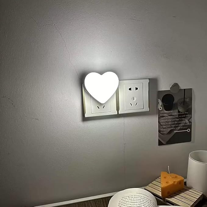 Night Lights Plug into Wall - Cute Heart LED Night Light for Kids, Plug in Nightlight with Smart Auto On/Off Dusk to Dawn Sensor, Soft Warm White Lamp for Bedroom Nursery Living Room Bathroom Hallway
