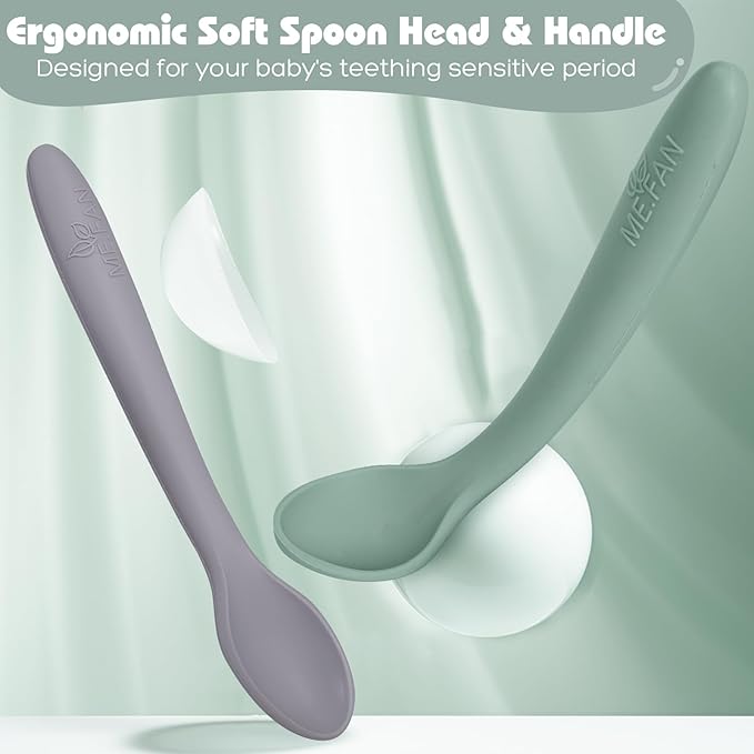 ME.FAN Silicone Baby Spoons - 6 Pack Feeding Spoons for First Stage Baby & Infant, Toddlers, Bright Color