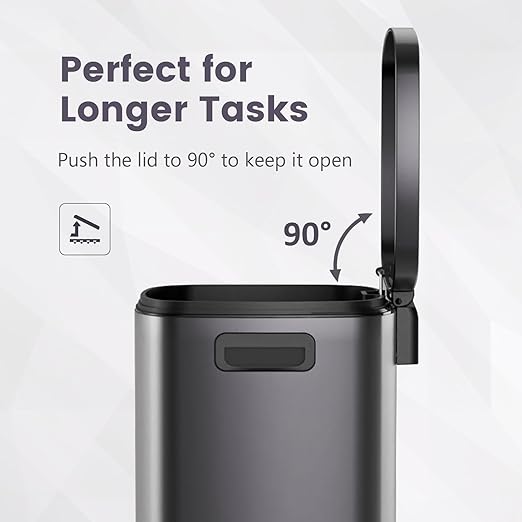 ELPHECO Kitchen Trash Can with Lid Soft Close, 13 Gallon / 50L Stainless Steel Pedal Garbage Can, Heavy-Duty Step Wastebasket with 20 Bags, Removable Bucket, Home Office, Titanium Black