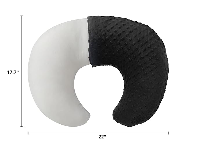 Nursing Pillow and Positioner with Cover for Breastfeeding and Bottle Feeding, Propping Baby, Tummy Time, Baby Sitting Support, Awake-Time Support (Black, 22" x 17.7" x 5.9")