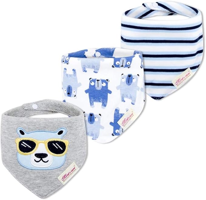 JN&LULU 3 Pack Newborn Baby Bibs Bandana Drool Bibs for Drooling Cotton Baby Gifts