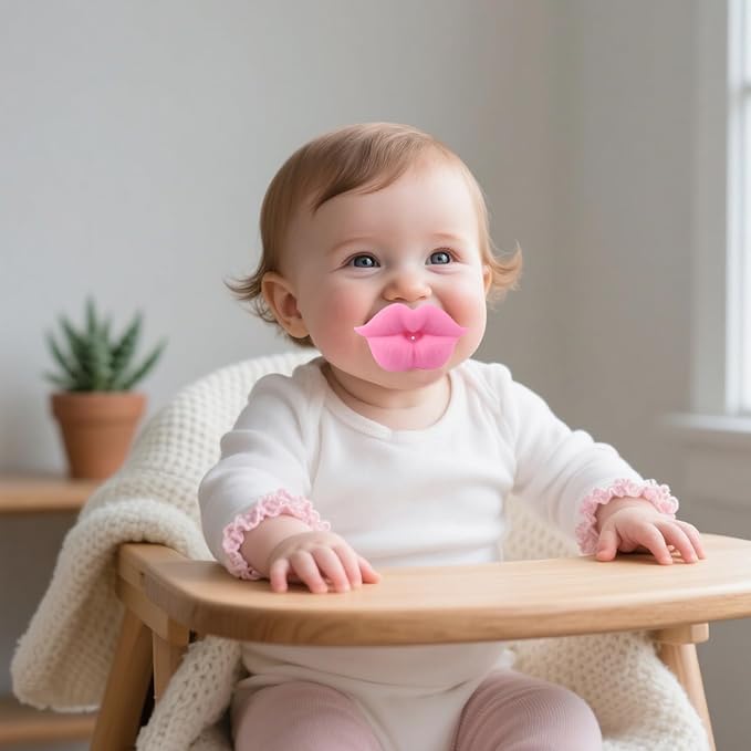 Funny Baby Pacifiers, Lips Pacifiers 0-18 Months for Babies,Lips Binky,Gift for Newborns,Infants,Toddlers,Baby Girl,BPA Free(3 Packs)