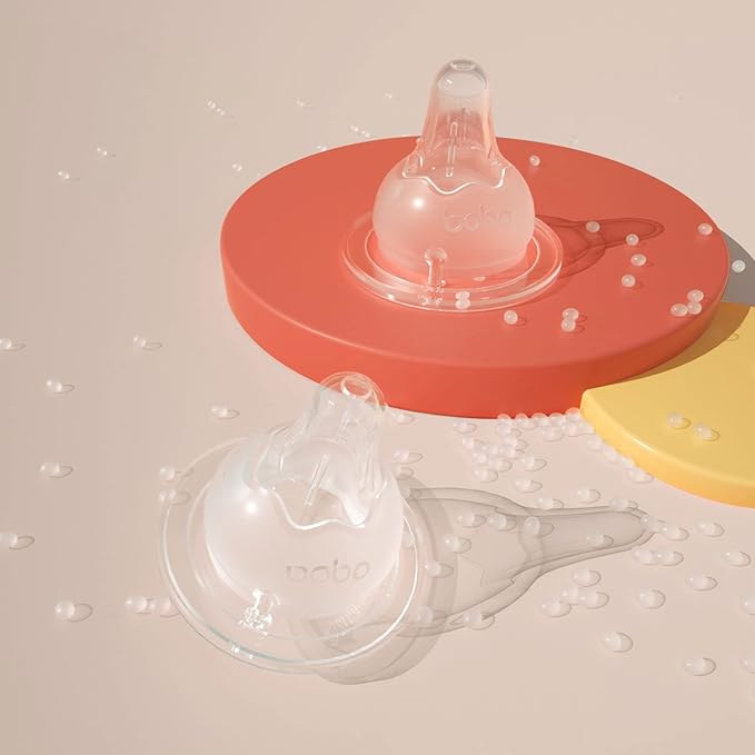 YOHKOH Natural Glass Baby Bottle with Natural Response Nipple, Newborn Anti-Colic Baby Bottles, Wide Neck Mushroom Cap Baby Bottle, Clear (Yellow, (8.8oz (Pack of 4))