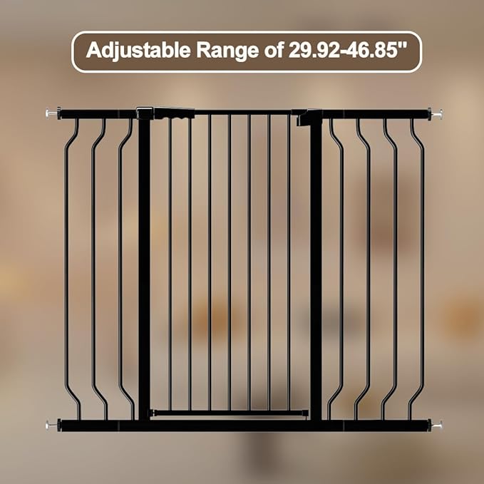 ALLAIBB Black 40.55" Extra Tall Wide 29.92-46.85" Baby Gate Pressure Mounted Walk Through Child Kids Safety Toddler Tension Pet Dog Gates with Extension for Doorways Kitchen