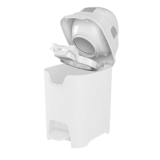 Foundations Mini Hands-Free Diaper Pail with Airtight Lid - Durable & Odorless Diaper Disposal, Large Capacity, Holds up to 30 Newborn Diapers, Refill with Any Bags - White