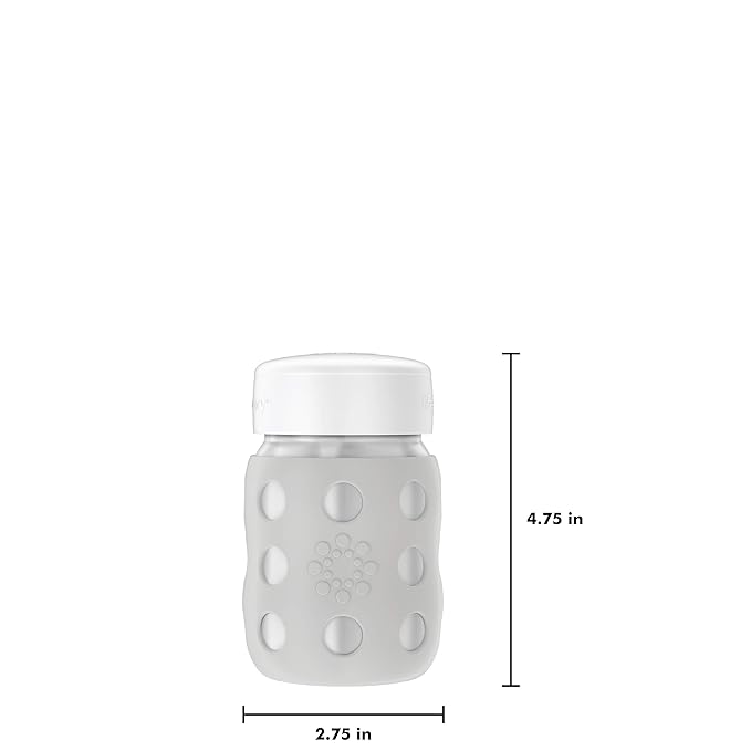 Lifefactory 8-Ounce Stainless-Steel Vacuum-Insulated Wide-Neck Baby Bottle with Hard Sippy, Stone Gray, LS2221WCG4