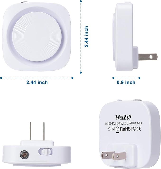 Blue Night Lights Plug into Wall, 4 Packs Dimmable Night Light with Dust to Dawn Sensor, Automatically Turn on and Off, Gentle Glow Nightlight for Bathroom,Bedroom,Stairs,Kitchen,Hallway, Blue