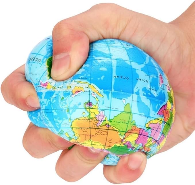 Blue Squishy Squeeze World Map Globe Palm Ball Slow Rising Stress Relief Ball for Birthday Xmas Gifts Xmas Stocking Fillers Party Bag Gifts, Squeeze Toys, Decorations (7.6CM)