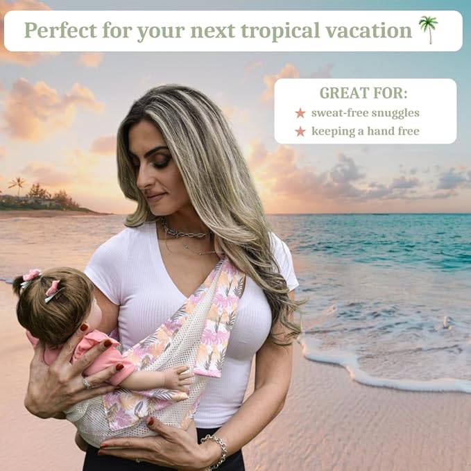 Baby to Toddler Sling Carrier, Toddler Carrier 25-60 lbs – Baby Travel Essential, Adjustable Mesh Sling with Secure Safety Buckle & Comfortable Hip Sling with One Hand Support – Tropical Pink