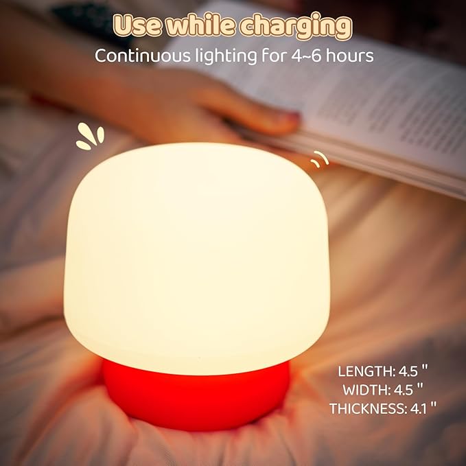 Mushroom Night Light for Kids-Gift & Toy for Kids, Touch Lamp with Sounds&Sleep Music, Squishy Silicone, Eye-Safe LED, 30-Min Timer, Dimmable Rechargeable Bedside Table Lamp â Gift for Boys & Girls