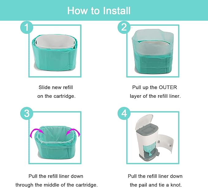 6 Pack Adult Diaper Disposal Liner Refills Compatible with Janibell Akord 280 Slim Adult Diaper Disposal System and Akord Slim Incontinence Disposal System(NOT Compatible with 330 pails)