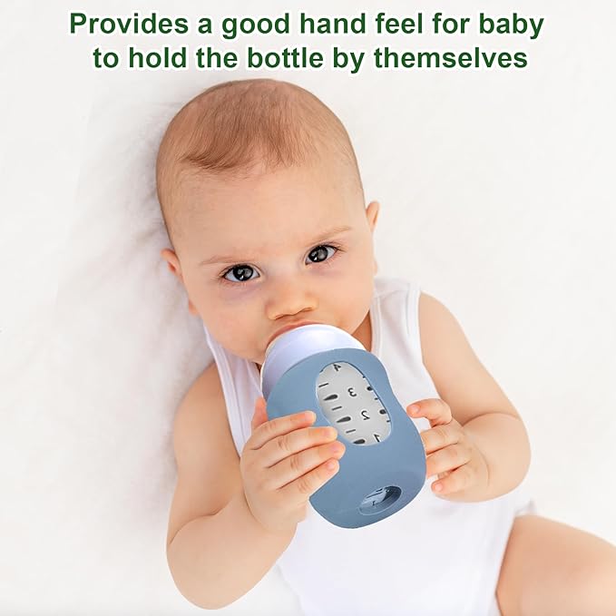Juome Silicone Sleeves for Avent Natural Glass Baby Bottle - 3 Pack Anti Breakage Baby Bottles Holder, Compatible with Philips Avent Anti Colic Baby Bottles 4 oz