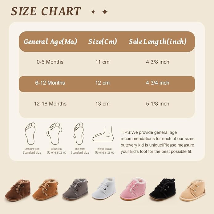 Baby Unisex Warm Snow Boots Newborn Leather Fur Lace Up Ankle Anti-Slip Rubber Texture Sole Toddler Prewalker Winter Crib Shoes