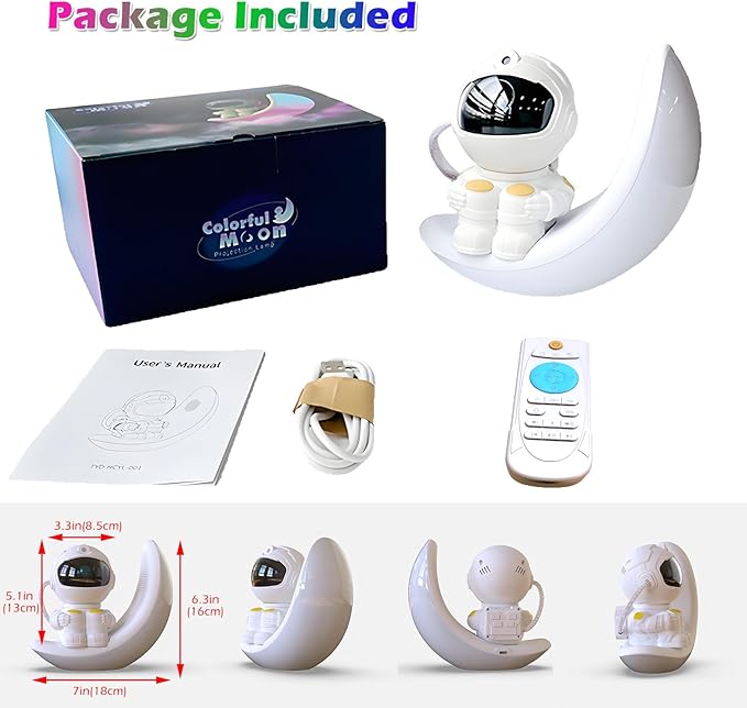 Galaxy Projector - Astronaut Galaxy Projector with Built In Speaker, Remote Star Projector for Bedroom & Ceiling, Night Light for Kids, Adults, Party/Room Decor, Christmas/Birthday Gift