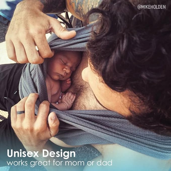 Breeze Baby K'tan Baby Carrier, #1 Easy Pre-Wrapped Baby Sling Gift | Breathable 100% Cotton Mesh | Hands Free Wrap for Infants | No Rings Or Buckles | Charcoal | Large