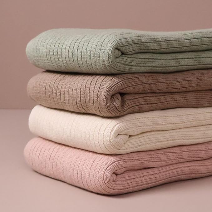 Knitted Organic Cotton Baby Blanket- Swaddle Blanket, 30" x 40" Soft Receiving Blanket for Newborn (Fog/Roman Green)