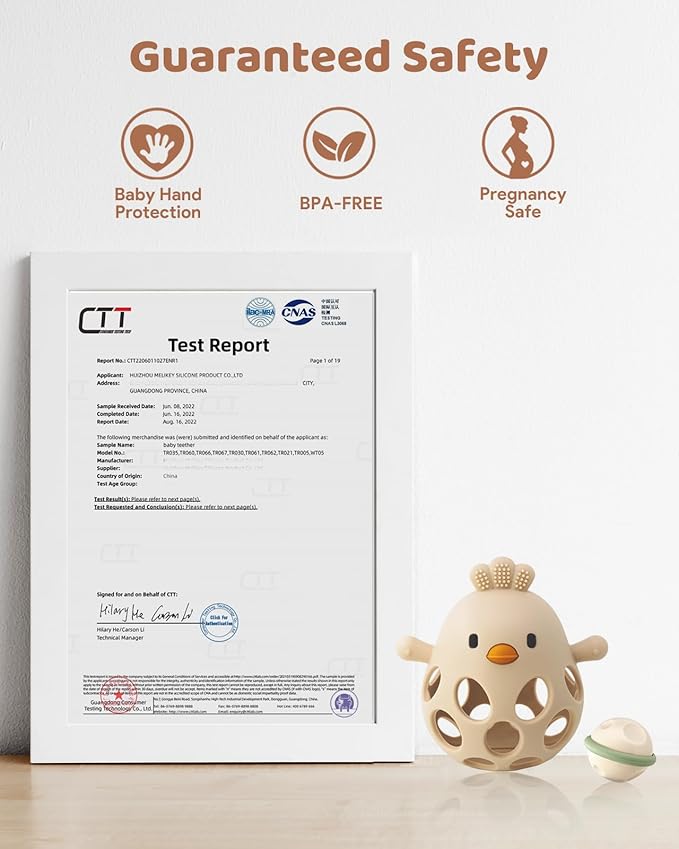 2-in-1 Baby Teething Rattle Toy, Sensory Grasping Teether for Infants 3-12 Months, 100% Food-Grade Silicone, Easy to Hold, Soothing & Developmental, BPA Free