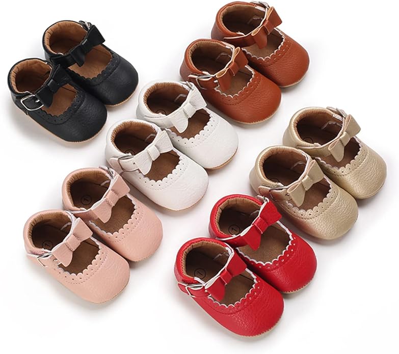 COSANKIM Baby Girls Mary Jane Flats Shoes Anti-Slip Rubber Sole Infant Toddler Princess Wedding Dress Shoes