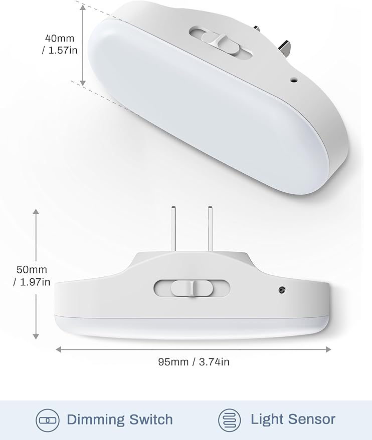 DORESshop RGB 120V Night Lights Plug into Wall, 0.7W LED Night Light for Kids Room, Bathroom Night Light, Stair Lights, Hallway Light, Color Moving, 2 Pack