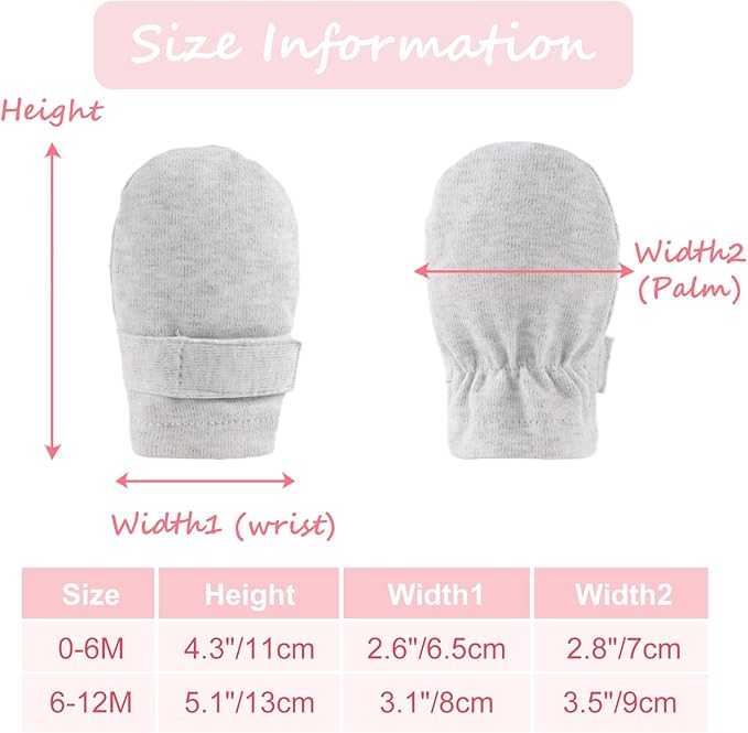 Newborn Baby Mittens Infant No Scratch Gloves Cotton Mitts for Baby Girls Boys
