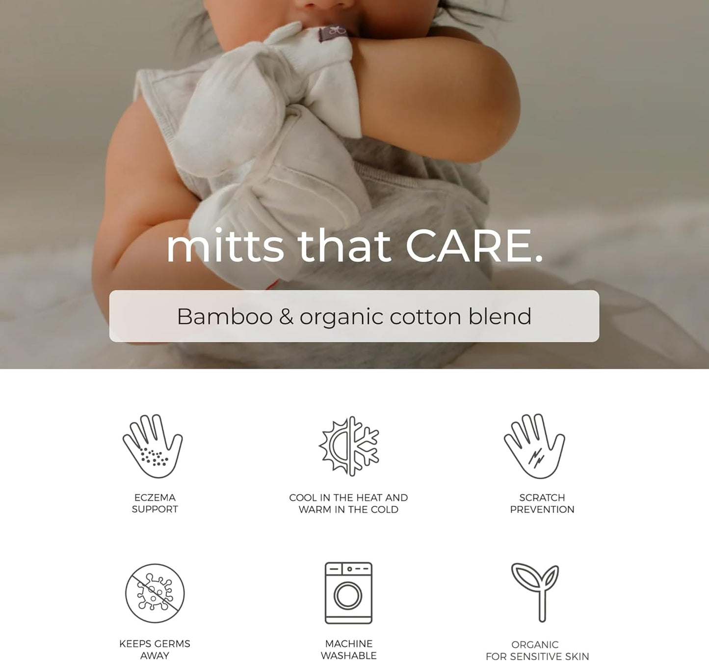 goumikids Viscose Made from Bamboo Cotton Anti-Scratch Soft Stay-On Mitts