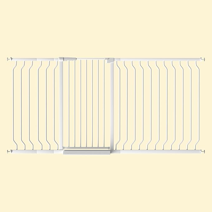 ALLAIBB White 40.55" Extra Tall Wide 57.48-73.62" Baby Gate Pressure Mounted Walk Through Child Kids Safety Toddler Tension Pet Dog Gates with Extension for Doorways Kitchen